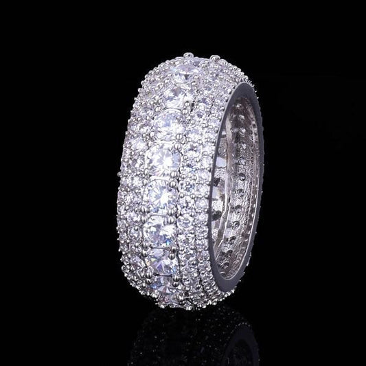 Hip Hop Ring- 5 Row CZ Men's Ring