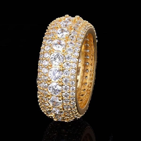 Hip Hop Ring- 5 Row CZ Men's Ring