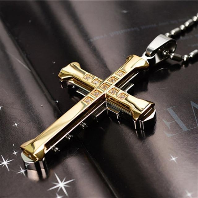 Cross Pendant Necklace Gold, Silver & Black