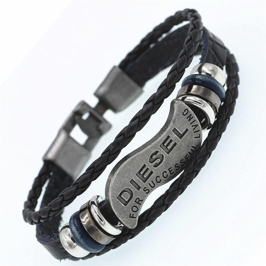 Multi layer Braided Leather Unisex Punk Style Bracelet