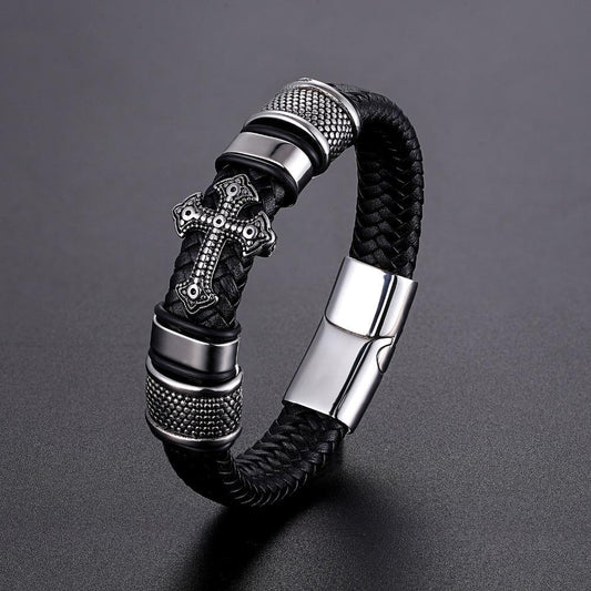 Classical Leather Weaved Men's Bracelet