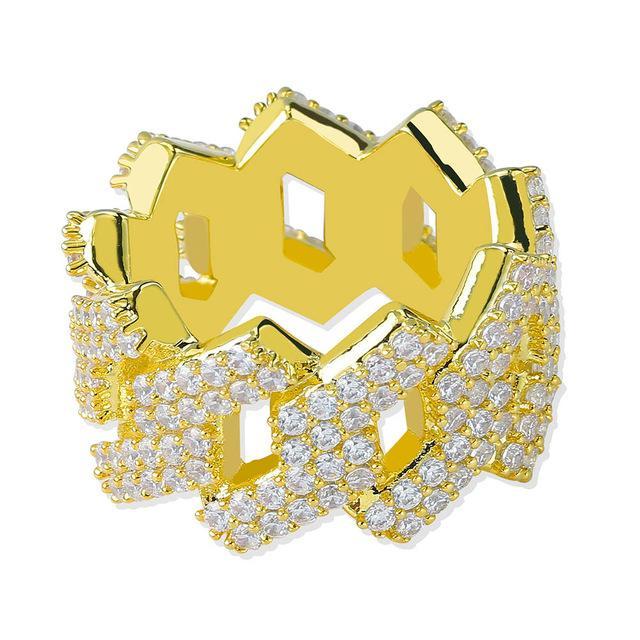 Hip Hop Ring Zirconia Ice Out Cuban Link Chain