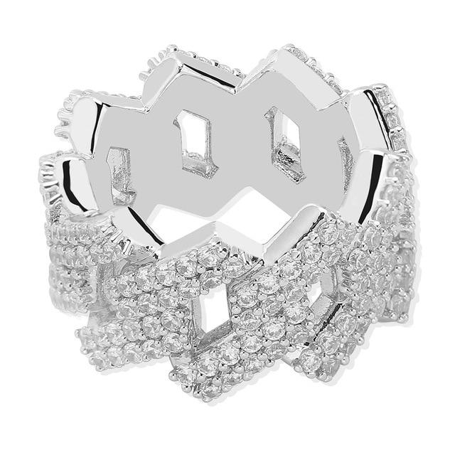 Hip Hop Ring Zirconia Ice Out Cuban Link Chain