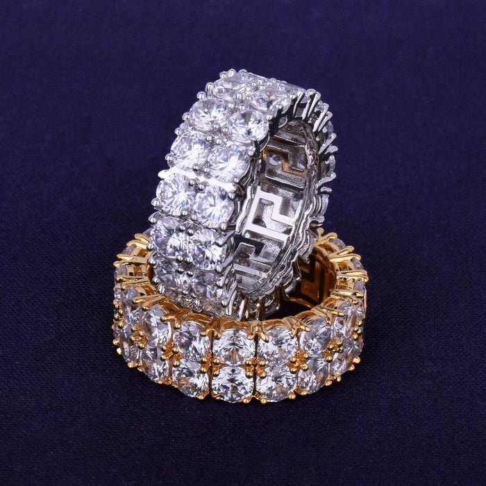 Hip Hop Ring-Two Row Solitaire Cubic Zircon Iced Ring