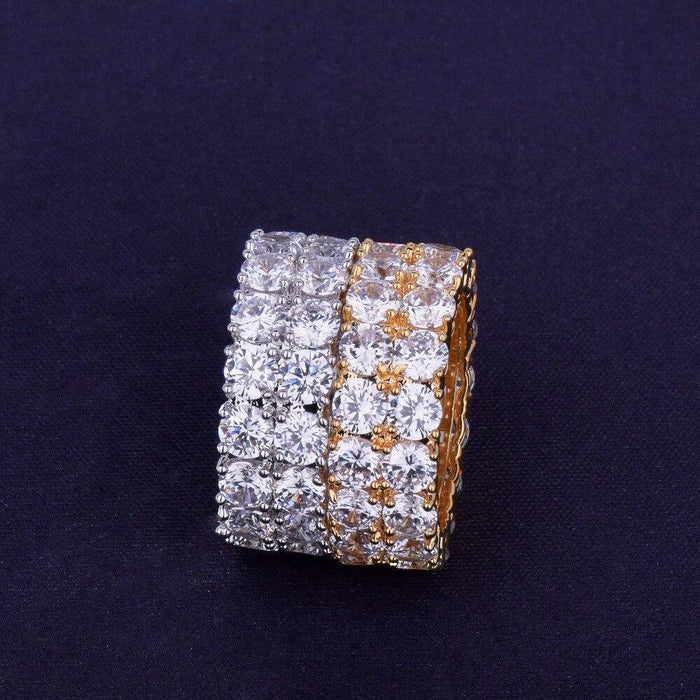 Hip Hop Ring-Two Row Solitaire Cubic Zircon Iced Ring