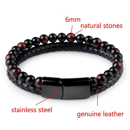 Stone and Leather Bracelet