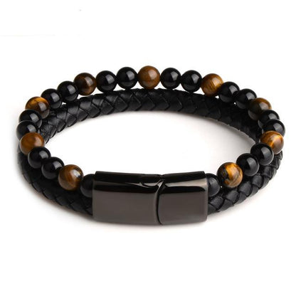 Stone and Leather Bracelet