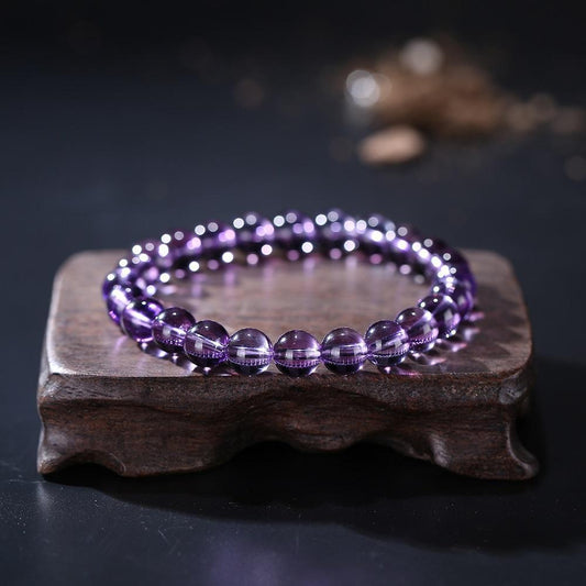 Natural Amethyst Clear Crystal Beads Bracelet