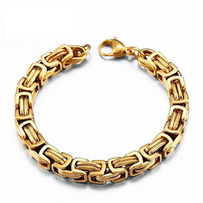 Stainless Steel Byzantine "Birdcage" Chain Link Bracelet