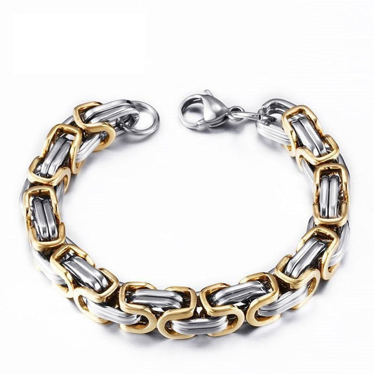 Stainless Steel Byzantine "Birdcage" Chain Link Bracelet