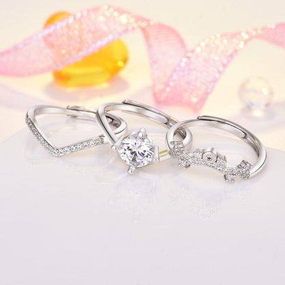 ✨Three-layer Crown Heart Ring♕adjustable