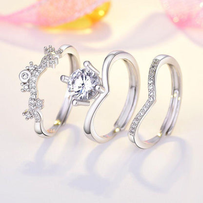 ✨Three-layer Crown Heart Ring♕adjustable