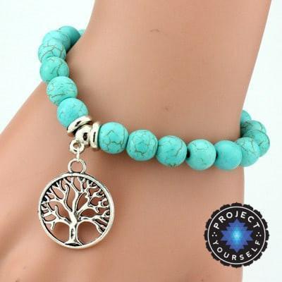 Turquoise Tree of Life Charm Bracelet